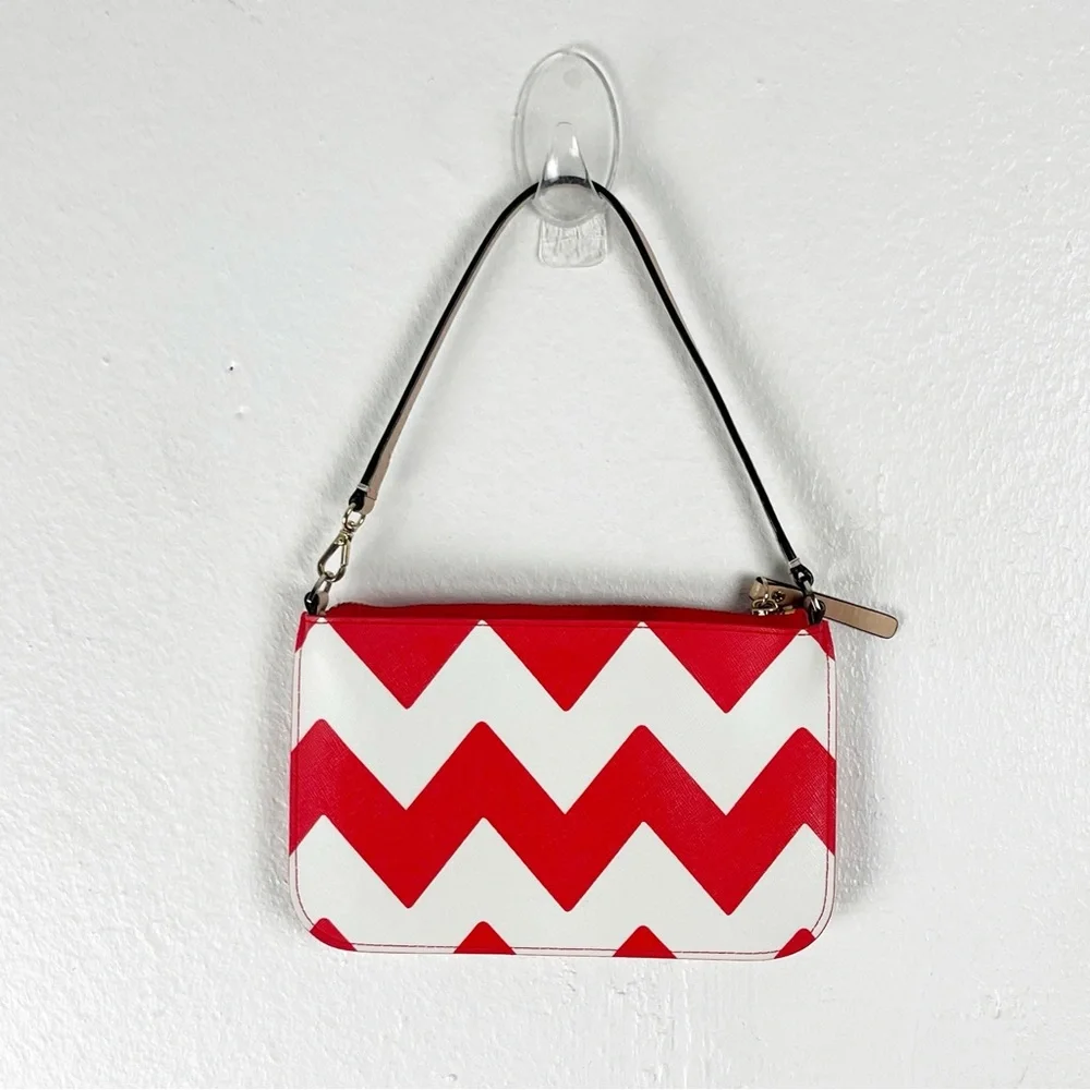 KATE SPADE South of the Border Lolly Red White Chevron Pattern Wristlet Boho